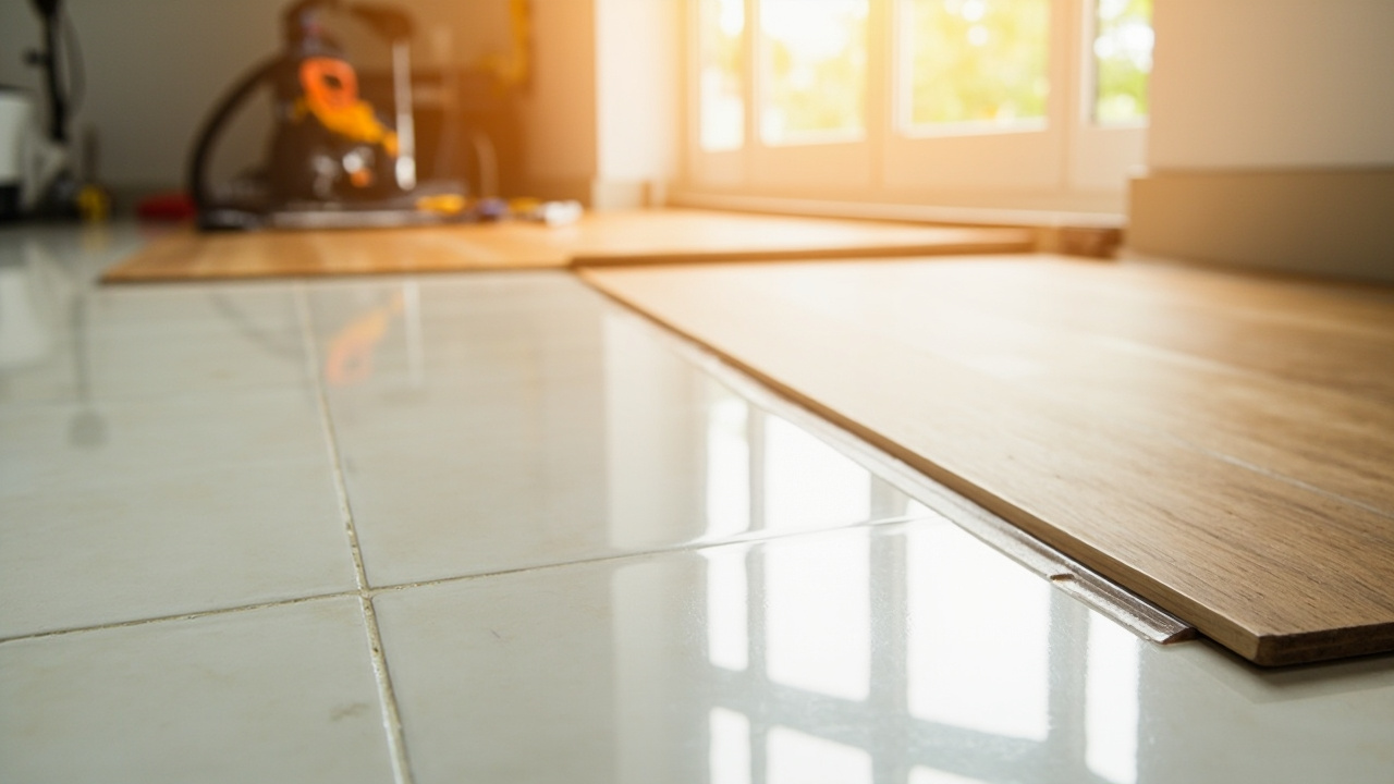 Pose de parquet stratifié sur carrelage possible  
Installation de parquet sur sol carrelage