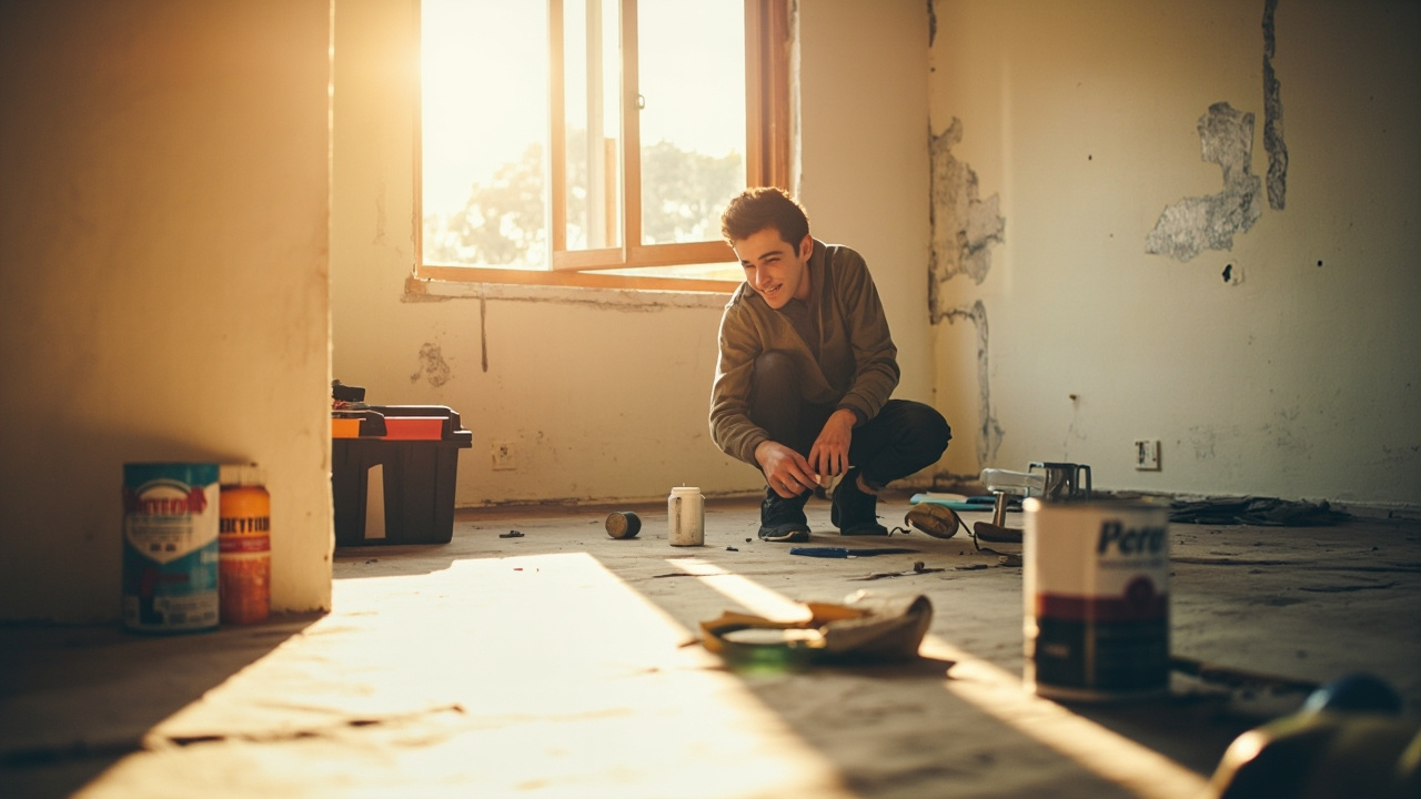 Ouvrier en action sur un chantier de renovation