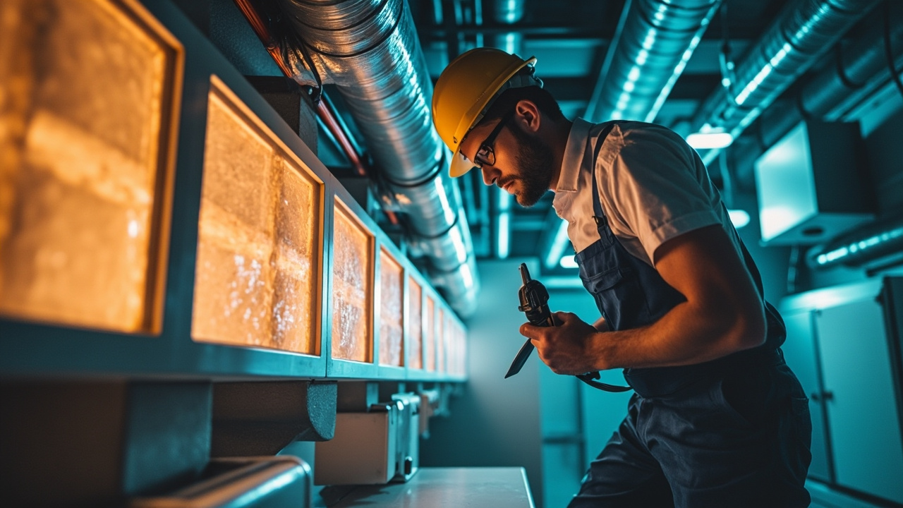 Ventilateur double flux avec filtres en action